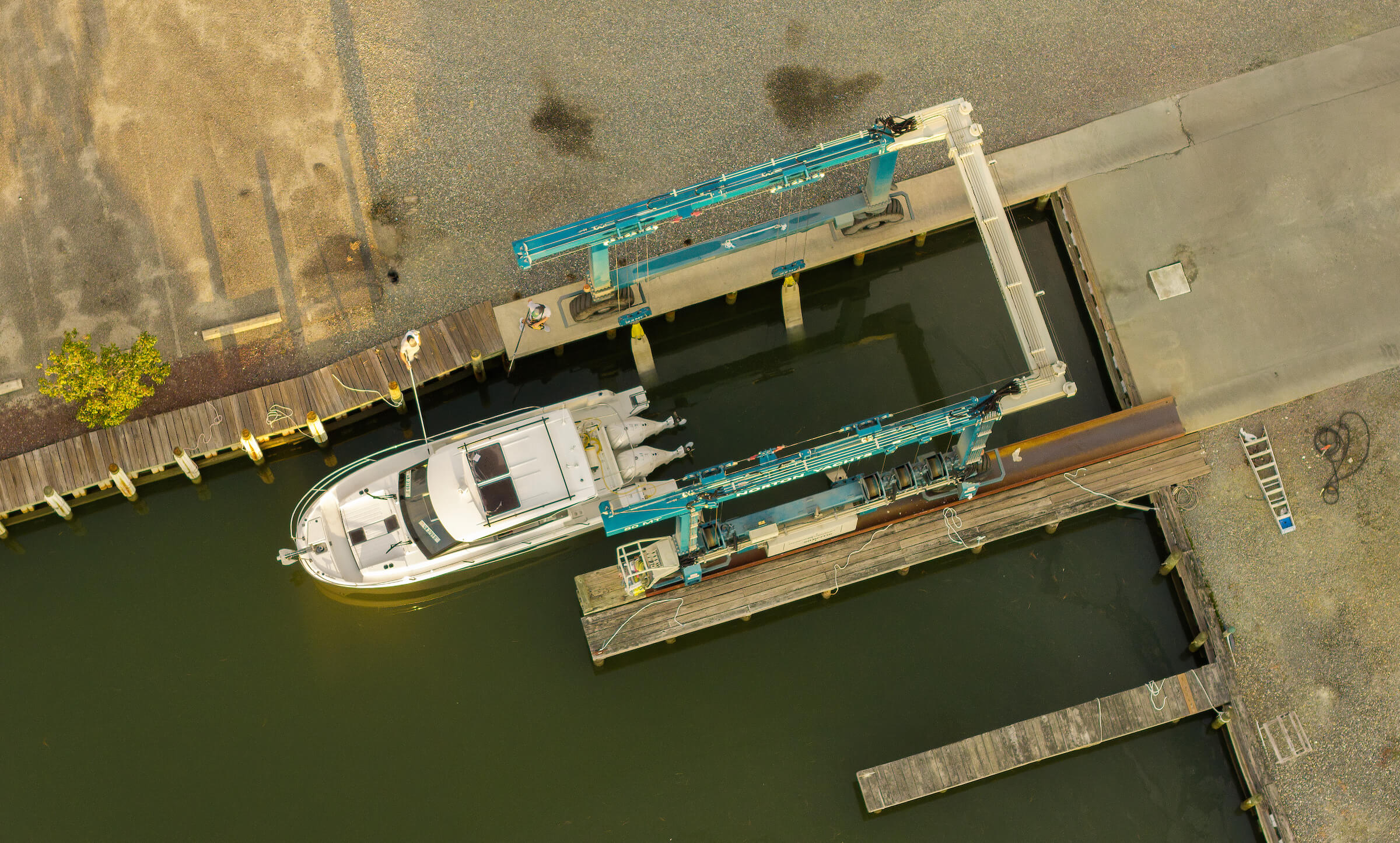 Marine travel lift service at Norton Yachts in Deltaville, Virginia